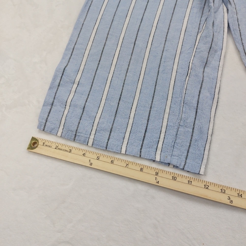 ARIZONA WOMENS BLUE STRIPED COTTON LINEN WIDE LEG PULL ON CAPRI PANTS SIZE XL - Picture 2 of 6